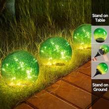 1 件装太阳能球灯户外防水，太阳能球适用于花园，破裂玻璃球太阳能球适用于户外装饰，地面灯球花园装饰摆件，适用于露台和庭院草坪后院装饰