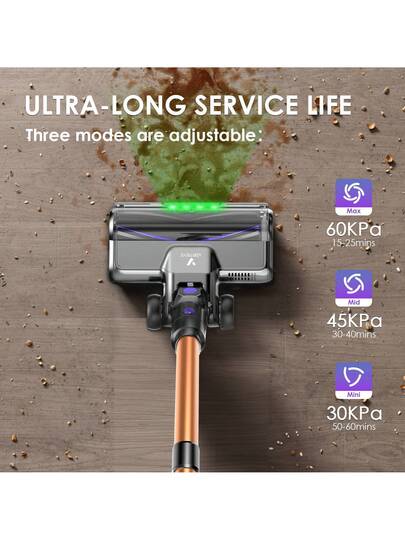 Vortisys V2 Stofzuiger Cleaner, 500W Brushless Motor, 60KPa Powerful Suction, 8*2200mAh Rechargeable Battery, Washable HEPA*4, 1.3L Dust Cup, Lightweight Cleaner Pet Hair, Floors, Tiles view 4