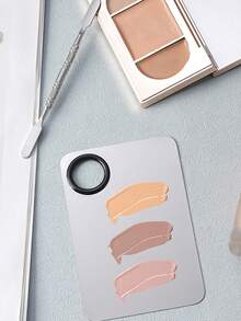 4-Piece Base Makeup Tool Set, Foundation Make-Up Mixing Palette, Color Mixing Stick, Flat Head Foundation Make-Up Brush, Powder Puff, Makeup Artifact, Makeup Accessories Set For Mixing And Preserving Cosmetics - Multicolor - View 4