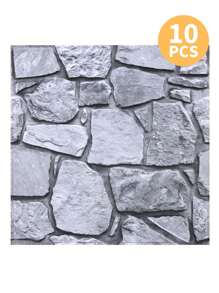 1pc/10pcs 3D Faux Stone Peel And Stick Wall Panels, 3D Wall Stickers For Living Room, Wall Tiles Self Adhesive Backsplash For Kitchen, Bathroom, Farmhouse Decor