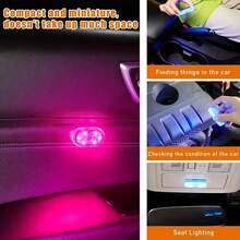 CyberDyer 2 szt. bezprzewodowe oświetlenie wewnętrzne LED do samochodu, 2 kolory oświetlenia wewnętrznego z 6 jasnymi koralikami LED, przenośna, ładowalna przez USB, dotykowa lampka nocna LED do wnętrza samochodu, dekoracja, akcesoria samochodowe, regały, szafki nocne, szafy