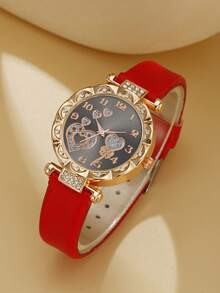 Conjunto de 6 peças de relógio de quartzo feminino elegante, casual, estilo universitário, com colar de pérolas e borboletas, pulseira, brincos e anel, várias opções de cores, presente para irmã combinando, adequado para uso diário, presente perfeito para ela na volta às aulas - Ouro - Ver 10