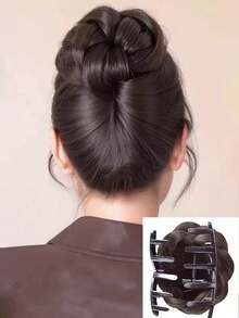 1个编织发髻发夹，适合优雅女士和女孩，使后脑勺的头发看起来更蓬松，秋季配饰，秋冬季发夹，适合度假装扮，女士花朵发夹，夏季海滩度假必备，旅行、生日礼物 - 彩色 - 查看 2