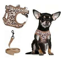 1 件豹纹宠物背带套装，可调节轻便宠物背带，适合中小型犬和猫，无拉力牵引绳，印花涤纶材质，适合胸围 14.6-30 英寸之间。 - 咖啡棕 - 查看 17