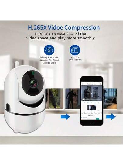 1080P 360° Pan/Tilt Wi Fi Slimme Home Security Camera, Baby Monitor Pet Camera Security, 2.4GHz Fi, One Key Talk, Motion Tracking, Infrared Night Vision, Two Way Audio, Indoor/Outdoor view 6