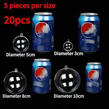 20 Large Plastic Transparent Balls, Candy Display Balls, Available In Various Sizes, Creative Decorative Balls, Decorative Hanging Balls, Suitable For Holiday Decoration, Weddings, Parties, Christmas, Etc - Multicolor - View 16