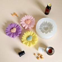 Khuôn nến silicon hình trái tim hoa cúc 3D, Khuôn silicon hương hoa cúc Ins, Vật liệu làm nến thủ công DIY, Thích hợp cho xà phòng, nhựa, thạch cao, đất sét, đồ trang trí thủ công bằng nhựa - trắng - Xem 5