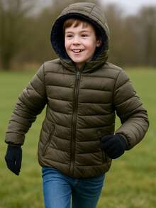 Bobojaco Boys' Puffer Jacket With Removable Hood - Army Green - View 1