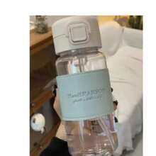 500ml Water With Straw Pop-Up Cover Leak-Proof Drinkware For Drinking Sippy Portable Cute Plastic Drinking - 淺藍色 - 查看 2