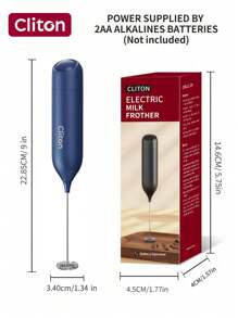 CLITON 1pc Powerful Electric Milk Frother Handheld With Stainless Steel Stand Battery Operated Whisk Drink Mixer For Coffee,Frappe, Latte, Matcha, Hot Chocolate, Mini Hand Blender 2025 Version, Battery Operated Hand Frother Stirrer Wand-Black Hand Mixer Milk Frother For Coffee - Frother Handheld Foam Maker For Lattes, Electric Whisk Drink Mixer Mini Foamer For Cappuccino, Frappe, Matcha, Hot Chocolate - Kitchen Gifts - Black