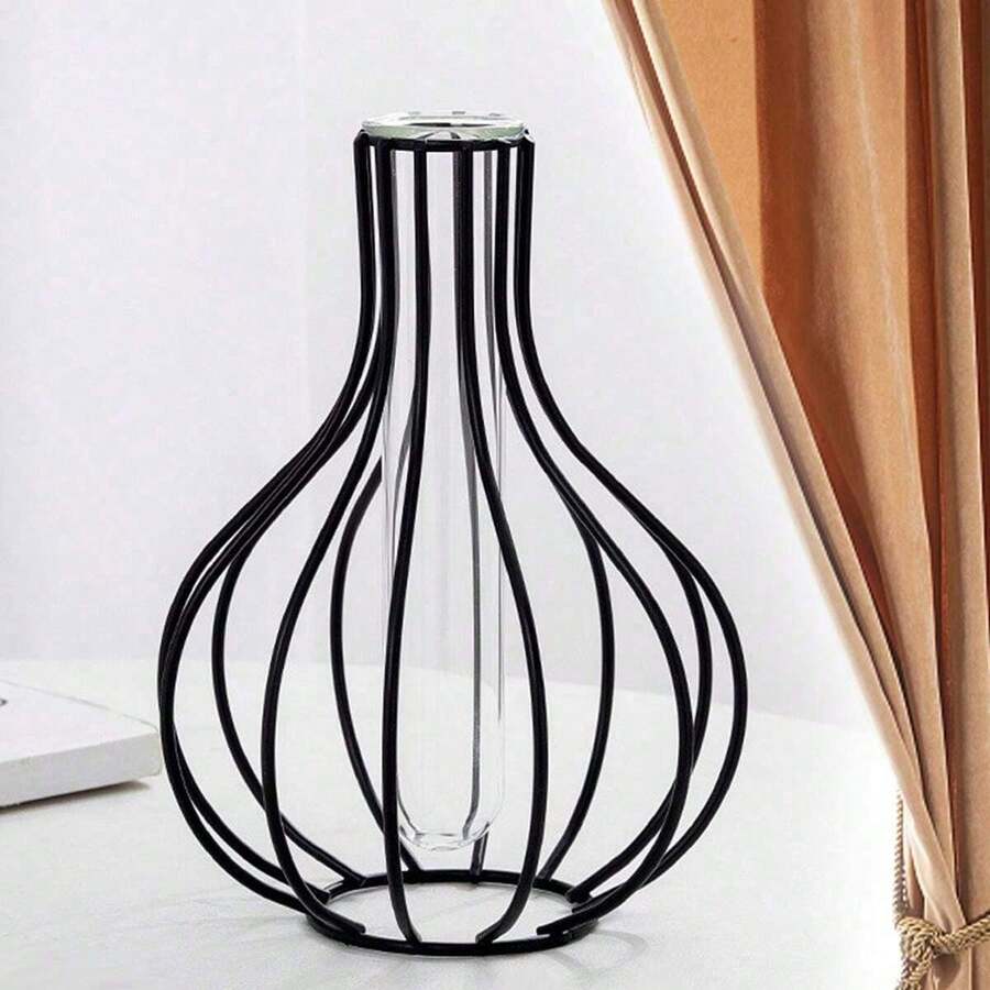 1 szt. Wazon-latarnia w stylu europejskim, lekka, luksusowa, hydroponiczna dekoracja domu z żelaza i szkła, kompozycja kwiatowa do salonu