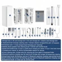 Kit di pulizia multifunzionale per telefoni cellulari 32 in 1, set di pulizia per tastiera, fotocamera, laptop, auricolare, penna per pulizia, spazzola e altri strumenti di pulizia