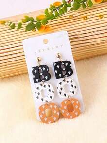 1 par de aretes de arcilla polimérica y acrílico con estampado de fantasma de Halloween "¡BUU!", aretes divertidos y lindos para fiesta, regalo de vacaciones para niñas (sin tarjeta incluida) - Multicolor - Ver 3