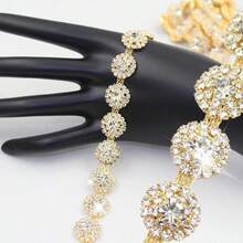 QY 1 Pair Rhinestone Flower Shoulder Strap Bra Chain For Women Girls Crystal Wedding Bra Strap Festival Rave Underwear Straps Decoration Party Dress Lingerie Straps Gold  8380 - Gold - View 3