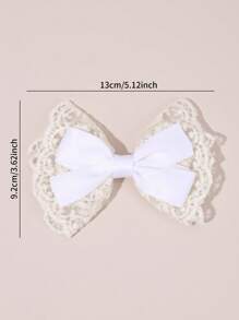 2pcs Beige White Hair Bows For Girls White Ribbon Beige Lace Bow Alligator Clips Elegant Bow Hair Clips Wedding Vacation Bow Barrettes Teens Hair Accessories