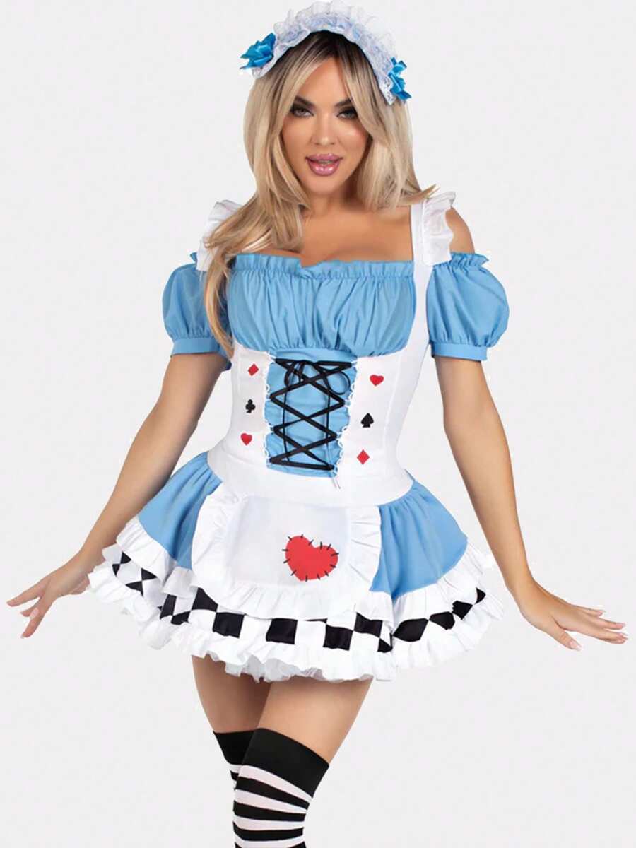 Halloween Costumes Women's Alice Role Play Costumes Dresses - 藍色 - 查看 1