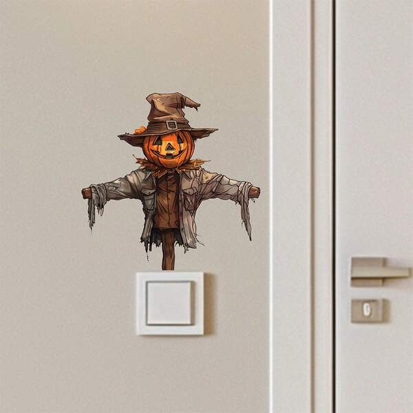 2026/Hot Item 1pc - New Creative Cartoon Pumpkin Scarecrow Light Switch Sticker Living Room Bedroom Switch Decoration Wall Sticker - Halloween Costume Essential - Holiday Gift - Gift - Party Prize