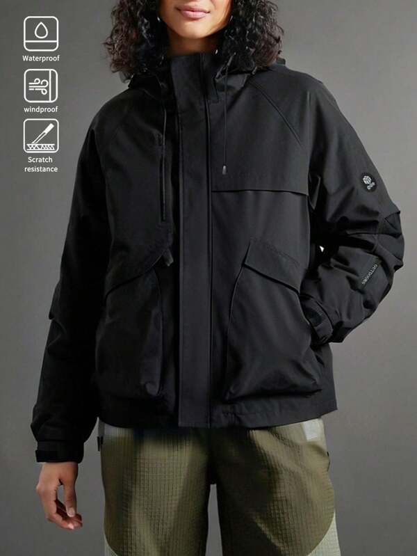 Women's Outdoor Waterproof Hooded Jacket - Warm Windproof Softshell Cargo Coat