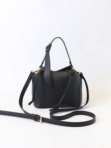 2025 Spring/Summer New Women's Crossbody Bag, Fashion Handbag With High-End Vibe, Versatile Summer Bucket Bag, Minimalist Large Capacity Commuter Shoulder Tote - Black - View 4