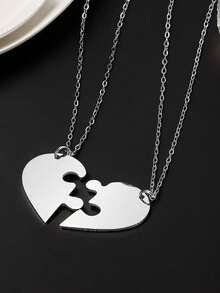 2pcs Personalized Engraved Name Necklace, Suitable For Mom & Daughter, Mom & Son, Dad & Daughter, Dad & Son, Eternal Family Giftback To School Winter Gift Ideas Boy Girl Valentine's Day,Multi-Functional,Ornamental,Letter,Stylish,Vintage,Adorable,Cute,Custom,Personalised,Unique,Customized,Ideal Gifts For Him,Ideal Gifts For Her,Son,Daughter - Silver - View 5