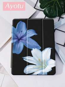 Ayotu 蓝白芙蓉花图案 iPad 保护套，适用于 10.2 英寸 iPad（2021/2020 款，第九/八代）、Galaxy Tab A8 10.5 英寸（2022 款）、MatePad 10.4/Tab，带 Apple Pencil 插槽，支持自动休眠/唤醒，时尚保护套 - 彩色 - 查看 6