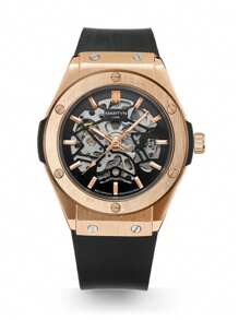 CASIRUI 1pc Automatic Mechanical Wristwatch, Business Casual Style With Hollow Dial, AP Design, Comes With Elegant Leather Gift Box