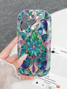 1 pieza Funda protectora de teléfono resistente a caídas, con impresión de aceite brillante de cristal de moda, adecuada para iPhone11 12 13 14 11Promax 12Promax 13Promax 14Promax XR 15 15PRO 15PROMAX, GalaxyA05/A15/A25/A35/A53/A54/A55/S23/S24/S25