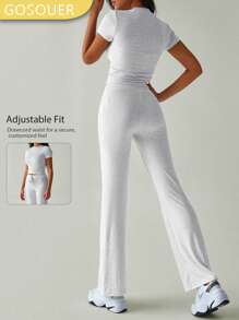 GOSOUER Women's 2 Pieces Outfits Summer Loungewear Sets Crop Top & Joggers Set Lightweight Tracksuit With Pockets Casual Streetwear