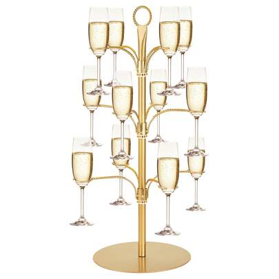 Three-Tiered Cocktail Rack - Holds 12 Glasses, Perfect For Champagne Towers Or Wine Displays - An Elegant Beverage Rack (Gin, Cocktails, Champagne, Wine Towers) Suitable For Home Bars, Parties, And Wedding Receptions - Sturdy Metal Construction, Ideal For Beverage Arrangement.