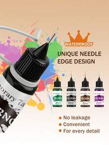7-Color Henna Tattoo Cream + 62  Pattern Tattoo Stencils And Hand Templates Tool Set,  Body Art Marking Gel DIY, Semi-Permanent Tattoo Cream Face Body Painting Body Art Suitable For Halloween, Christmas, Birthday, Stencils Are Easy To Wash - 彩色 - 查看 4