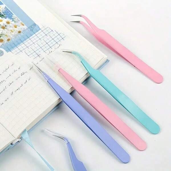 2pcs Stainless Steel Tweezers, Jewelry Making Tools, Epoxy Resin Mold Tools, Color Tweezers Kit, Handmade Jewelry Accessories    Color Scrapbook Tweezers, Straight And Curved Tweezers Are Suitable For DIY, Scrapbook, And Are Good Helpers For Bead And Fine Projects. Guka Tweezers, Pink/Blue/Purple/Black