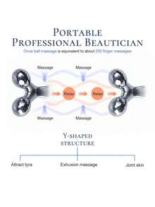 Face Massage Roller, 1pc Puffiness Relief Skin Care Beauty Face Lift Roller Stick, Multifunctional Manual Skin Care Relaxation Beauty Skincare Tool - Gold - View 2