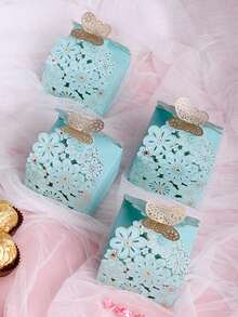 10 件粉色蓝色烫金镂空蝴蝶糖果纸盒派对烘焙包装盒，婚礼/派对纪念品礼品包装盒蝴蝶花镂空风格迷你礼品盒家庭节日派对礼品包装用品，家庭朋友节日派对礼品用品 - 彩色 - 查看 8