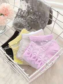 5 Pairs Ins Style Cute & Versatile Breathable Mesh Short Socks, Korean Fashion, Spring/Summer/Autumn