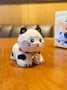 1 件创意卡通木制猫树脂雕像，家居、汽车、桌面装饰配件，母亲节、生日、返校、毕业、婚礼礼物