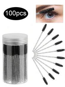 100支水晶粉色睫毛刷，睫毛膏刷带收纳盒，可弯曲一次性眉刷，睫毛嫁接刷，眉刷，蓖麻油刷，化妆，便宜，房间装饰，梳妆台，旅行，卧室，化妆配件，便宜，圣诞礼物，化妆，化妆工具，便宜货，礼物，女士礼物，圣诞礼物，赠品，旅行，便宜货，旅行必备 - 彩色 - 查看 8