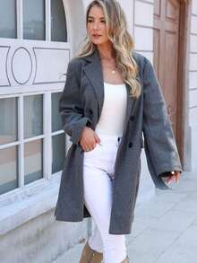 Damen Herbst/Winter Neue einfarbige imitierte geknöpfte verknotete Taschen Dicker Lässig Reise Urlaub Herbst/Winter Oberbekleidung