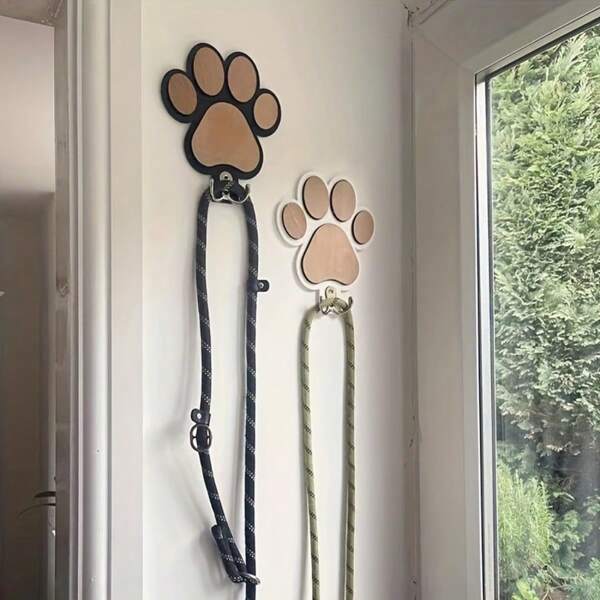 Bohemian Style Country Wooden Paw Print Hook, Creative Towel And Clothing Rack, With Shelves And Hooks-Easy To Install, Space-Saving Wall-Mounted Organizer, Suitable For Home Entrance, Kitchen, Bedroom, Study, Office, Etc.