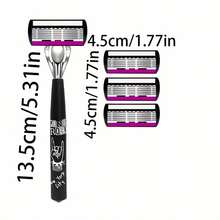 Manual Precision Shaver With Interchangeable Blades - Ultra Smooth Shaving, Ergonomic Anti Slip Handle And High-Quality Metal Blades, Suitable For Ten Occasions, Perfect For Men/Women Hair Removal, Suitable For Sensitive Populations - Perfect For Beard And Hair Removal, Perfect Holiday Gift - Purple - View 4