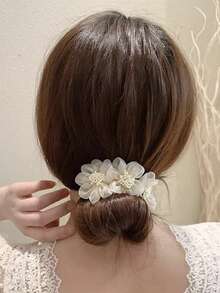1pc Colorful Flower Hair Bun Maker, Delicate Hair Accessory, Suitable For Girls - Multicolor - View 9