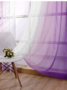 2pcs Gradient Sheer Curtains, Grommet Top Window Drapes, Window Treatments For Bedroom Living Room, Home Decoration, Room Decoration - Purple - View 6