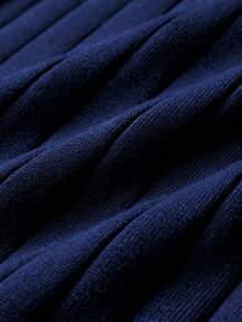 ALTZTAR 男士宽松纯色休闲 Polo 领短袖罗纹针织上衣 - 藏蓝色 - 查看 5