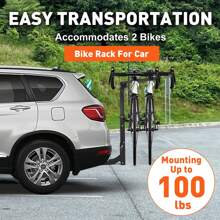 Hitch Bike Rack Mounts For 4/2 Bikes, 2" Hitch Receiver, 143 Lbs Load, Tilt Release, Rubber Straps For Car, SUV, RV - Black - View 10