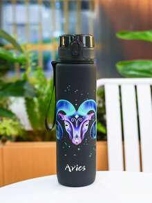 1pc 1000ml/32oz 12 Zodiac Pattern Plastic Drinking Cup, 12 Patterns Available, With Handle Strap For Easy Carrying, Leak-Proof Lid Design, Suitable For Outdoor Sports, Camping, Cycling, Great Gift Choice - Multicolor - View 11