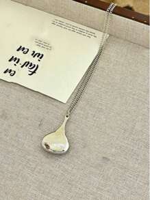 1 pezzo Collana con pendente a goccia geometrico, collana minimalista di colore argento alla moda per donne, adatta per uscite, feste, abbinamento di outfit e regali