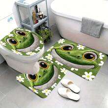 3pcs Quick-Dry Bathroom Mat Set - Non-Slip, Ultra-Absorbent Polyester Rugs For Shower, Toilet, Laundry - Unscented, No Battery Needed - Multicolor - View 1