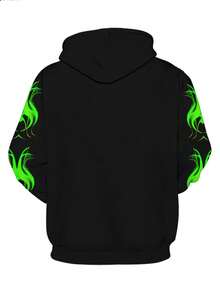 Sudadera con capucha casual para hombres con estampado digital 3D de manga larga y cordón ajustable