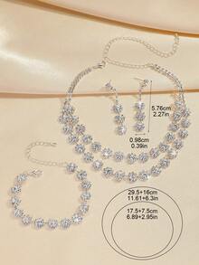 4pcs/Set Luxury Rhinestone Snowflake Design Necklace, Earrings And Bracelet Set, Elegant Lady's Wedding Party & Holiday Accessories - Exquisite Necklace Set - View 8