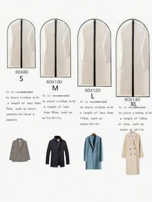 1个衣物防尘袋，婚纱防尘保护套，带提手，衣柜悬挂式西装/连衣裙防尘袋，加厚PEVA材质，适合长期存放衣物，适用于学校、办公室、家庭、旅行、包袋收纳 - 彩色 - 查看 12