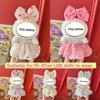 New 1-3 Generation 15-17cm LABUBU Pendant Bow Princess Tulle Dress Series Set, Clothes For LABUBU Dolls, Suitable For LABUBU 1-3 Generation Party Gathering Costumes (Clothes Only, No Shoes)